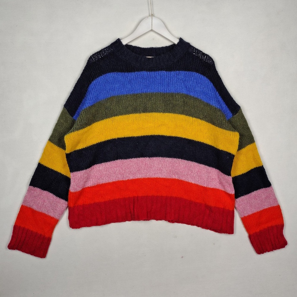 Urban Outfitters Rainbow Striped Wool Mohair Blend Knit Sweater Large Multi